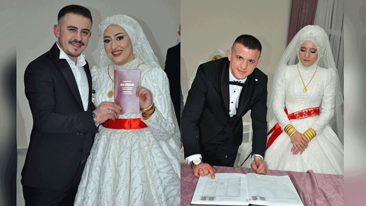 Bir düğün iki çift: İki erkek kardeş aynı gün evlendi