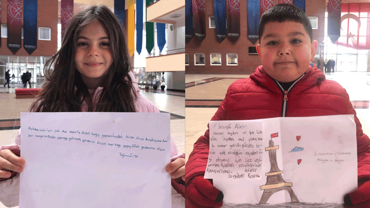Eskişehir'de miniklerden depremzedelere mesajlı destek