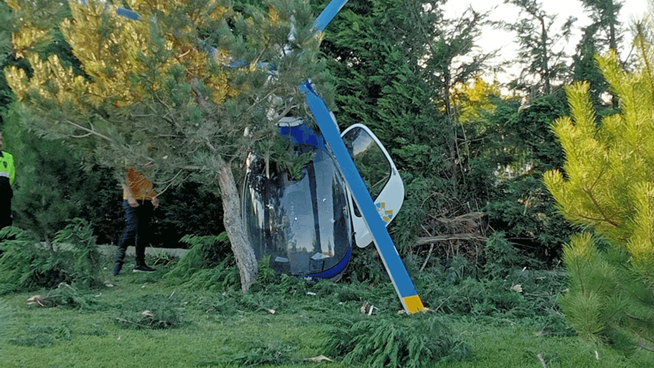 Afyon'da özel helikopter iniş anında düştü!
