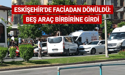 Eskişehir'de faciadan dönüldü: Beş araç birbirine girdi