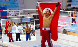 Eskişehirli sporcu Türk bayrağını sırtlayarak Avrupa Şampiyonluğu'nu kutladı