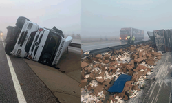 Afyon'da maddi hasarlı kaza: 25 ton ziyan oldu