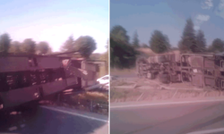 Eskişehir'de trafik kazası: tır yan yattı