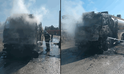 Afyon’da boş yakıt tankeri yandı