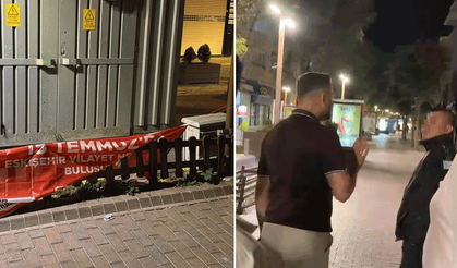 15 Temmuz pankartını indiren güvenlik görevlisi ile AK Partililer arasında gerginlik