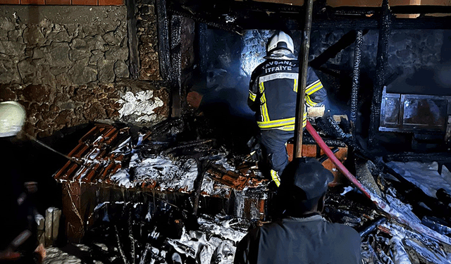 Kütahya'da odunlukta çıkan yangın evi küle döndürdü