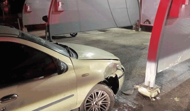 Bilecik'te otomobil sürücüsü akaryakıt istasyonunun yıkama alanına çarptı