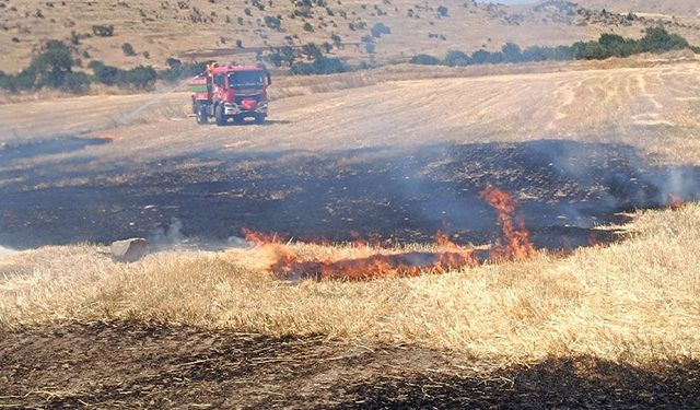 Afyonkarahisar'da anız yangınında 200 dekar alan zarar gördü