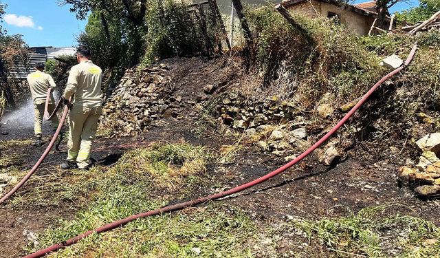 Kütahya'da ot yangını eve sıçramadan söndürüldü