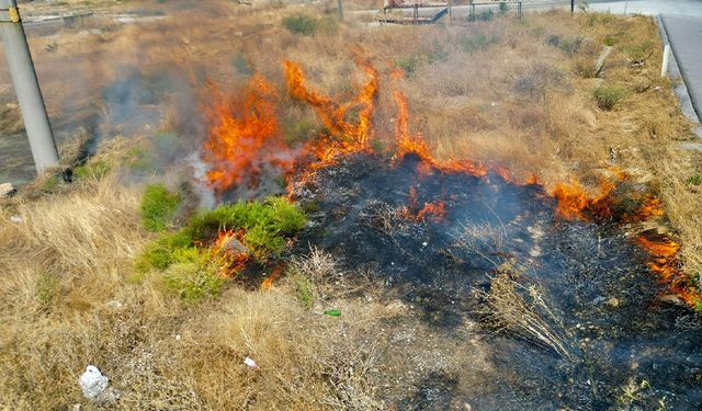 Afyonkarahisar’da yol kenarında çıkan anız yangını sürücülere zor anlar yaşattı