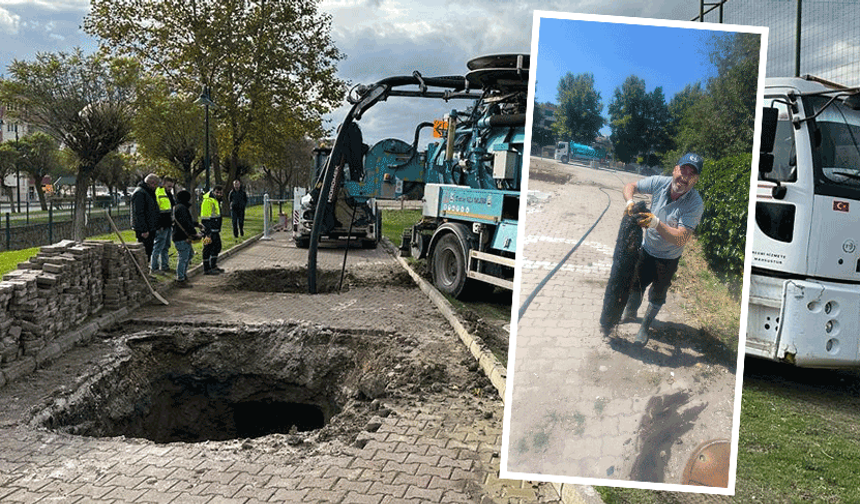 Bilecik'te kanalizasyondan çıkan şeyler şok etkisi yarattı