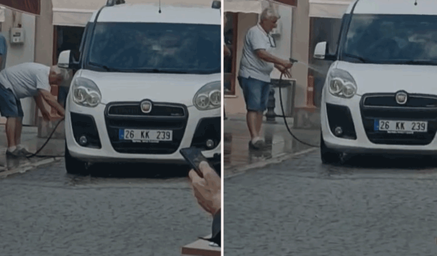 Sebahattin Tetik yıkamaya çıktı: Sokak kapalı, hortum açık!