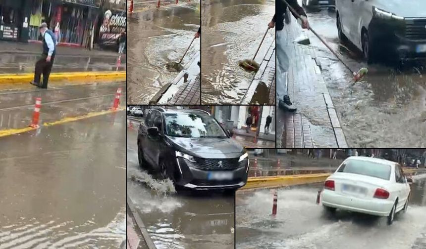 Eskişehir caddeleri yağmura teslim! Ulaşım durdu, vatandaş caddeden geçemedi