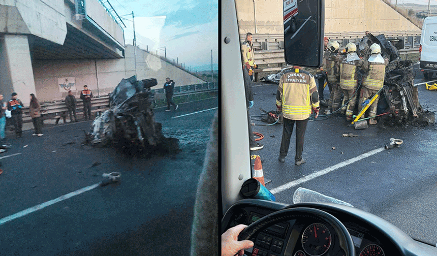 Eskişehir yolunda otomobil alev topuna döndü: Araçtaki kişi hayatını kaybetti