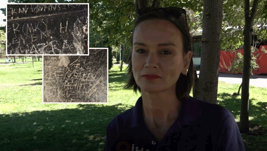 Midas Kenti'nde tepki çeken görüntü: Tarihi duvarlara isimlerini kazıdılar